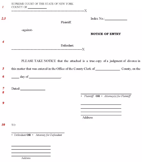 free new york divorce notice of entry pdf download free print