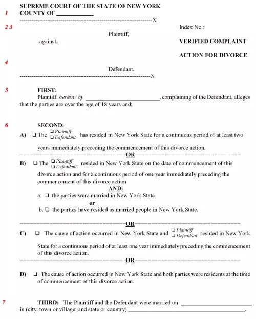New York Divorce Verified Complaint PDF