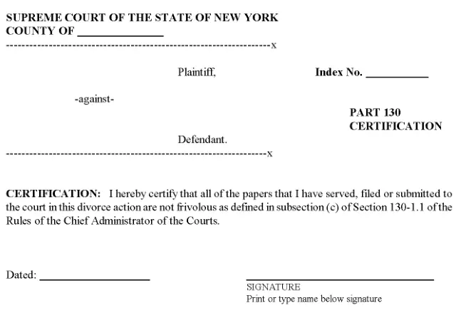 New York Part 130 Certification PDF