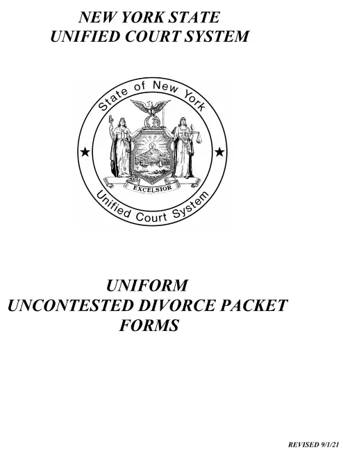 New York Uniform Uncontested Divorce Packet PDF