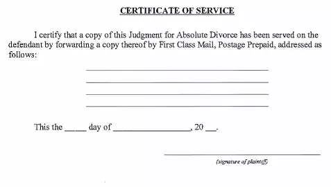 North Carolina Certificate of Service PDF