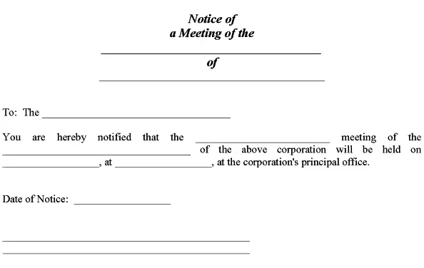 Notice of Corporate Meeting Form PDF