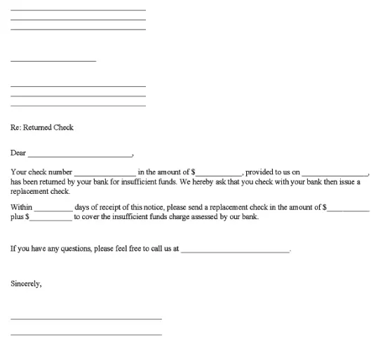 Notice of Returned Check Form PDF