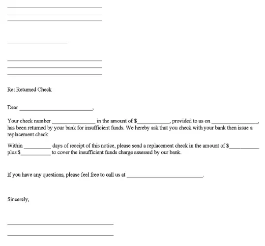 Notice of Returned Check Form Word