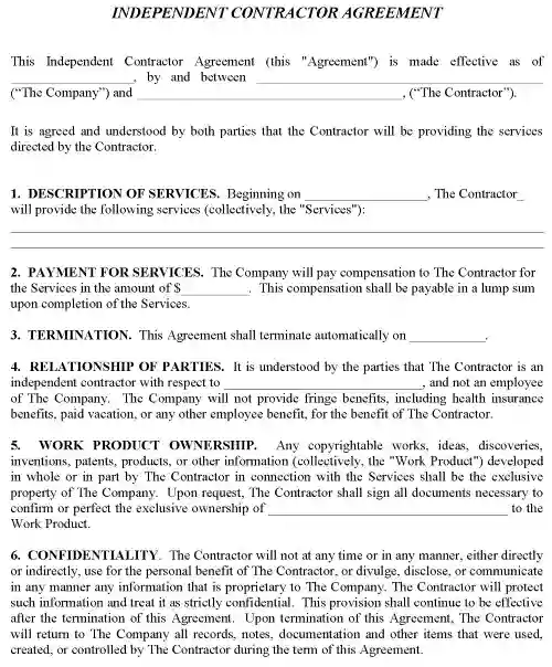 Ohio Independent Contractor Agreement