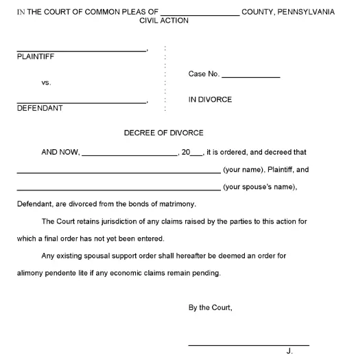 Pennsylvania Divorce Decree PDF