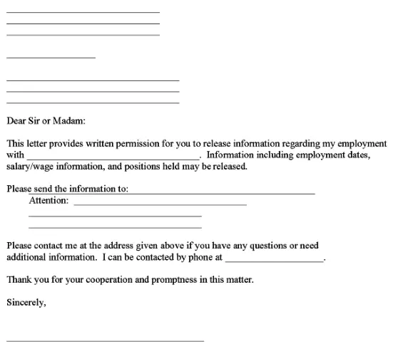 Release of Employment Information Form PDF