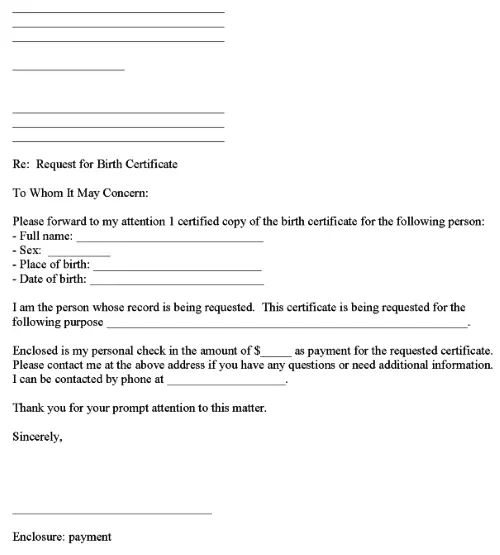 Request Copy Of Birth Certificate PDF
