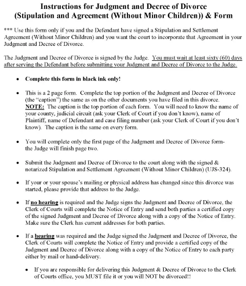 South Dakota Judgment and Decree of Divorce Without Minor Children PDF
