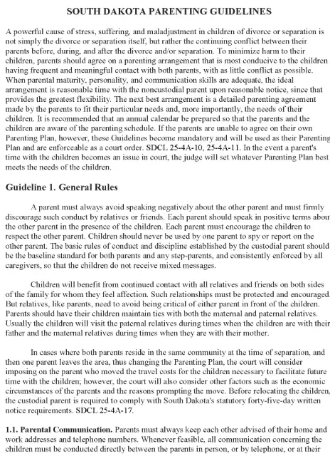 South Dakota Parenting Guidelines PDF