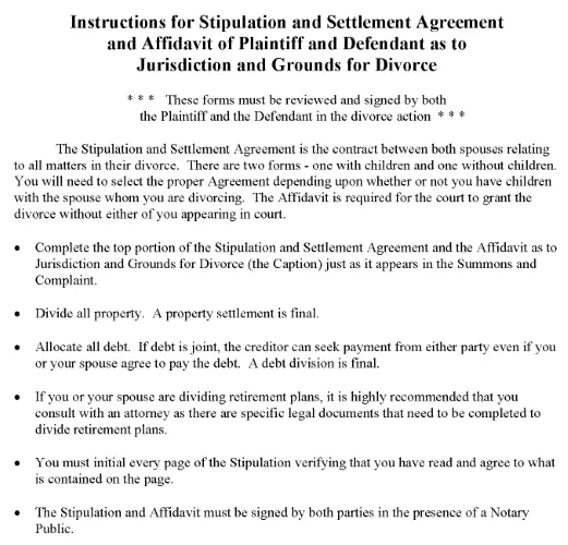 South Dakota Stipulation and Settlement Agreement Without Children Instructions PDF