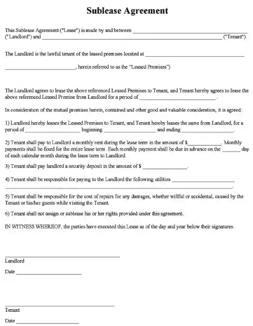 Sublease Agreement PDF