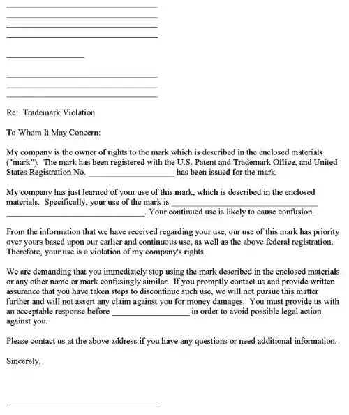 Trademark Violation Notice Form PDF