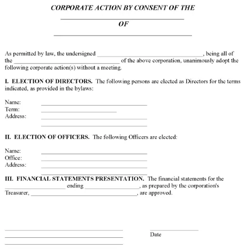Unanimous Consent Form PDF