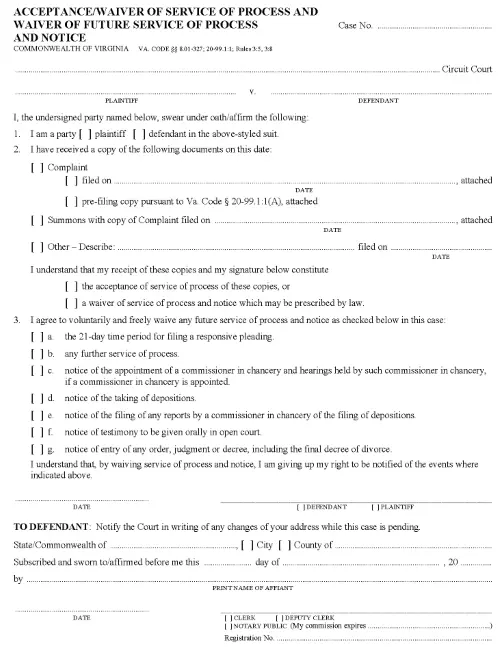 Virginia Divorce Papers