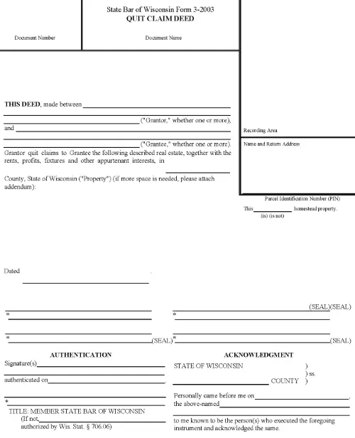 Wisconsin Quit Claim Deed PDF