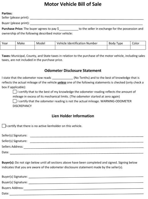 Free Printable Maine RV Bill of Sale PDF & Word