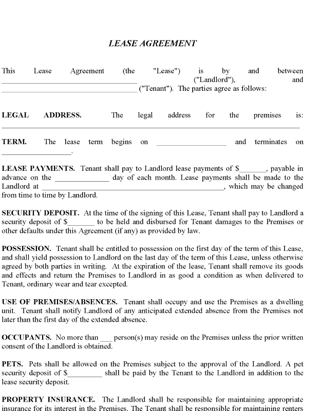 Rental and Lease Agreements