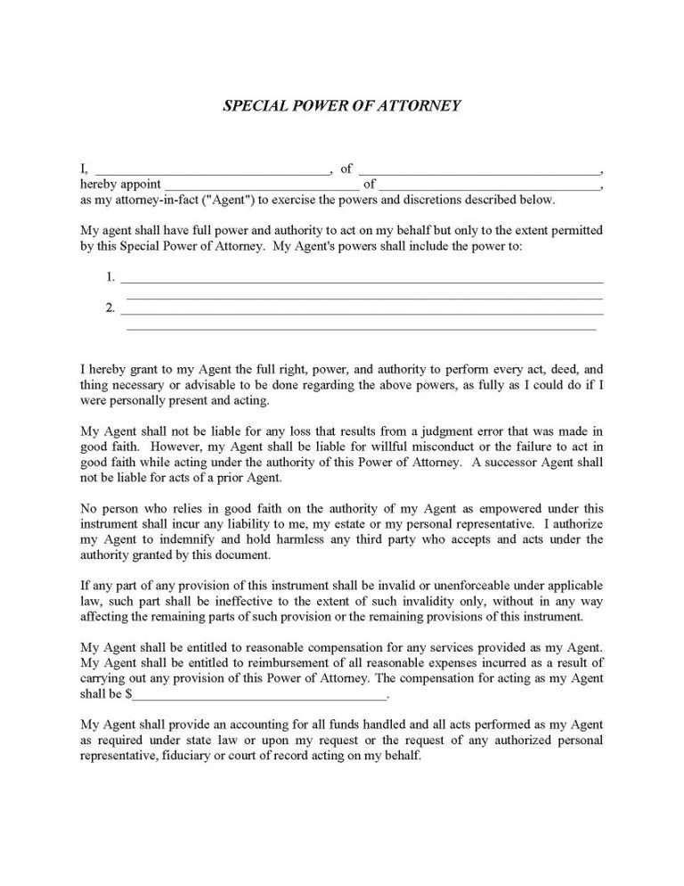 South Carolina Temporary Power Of Attorney Form Word Free Printable