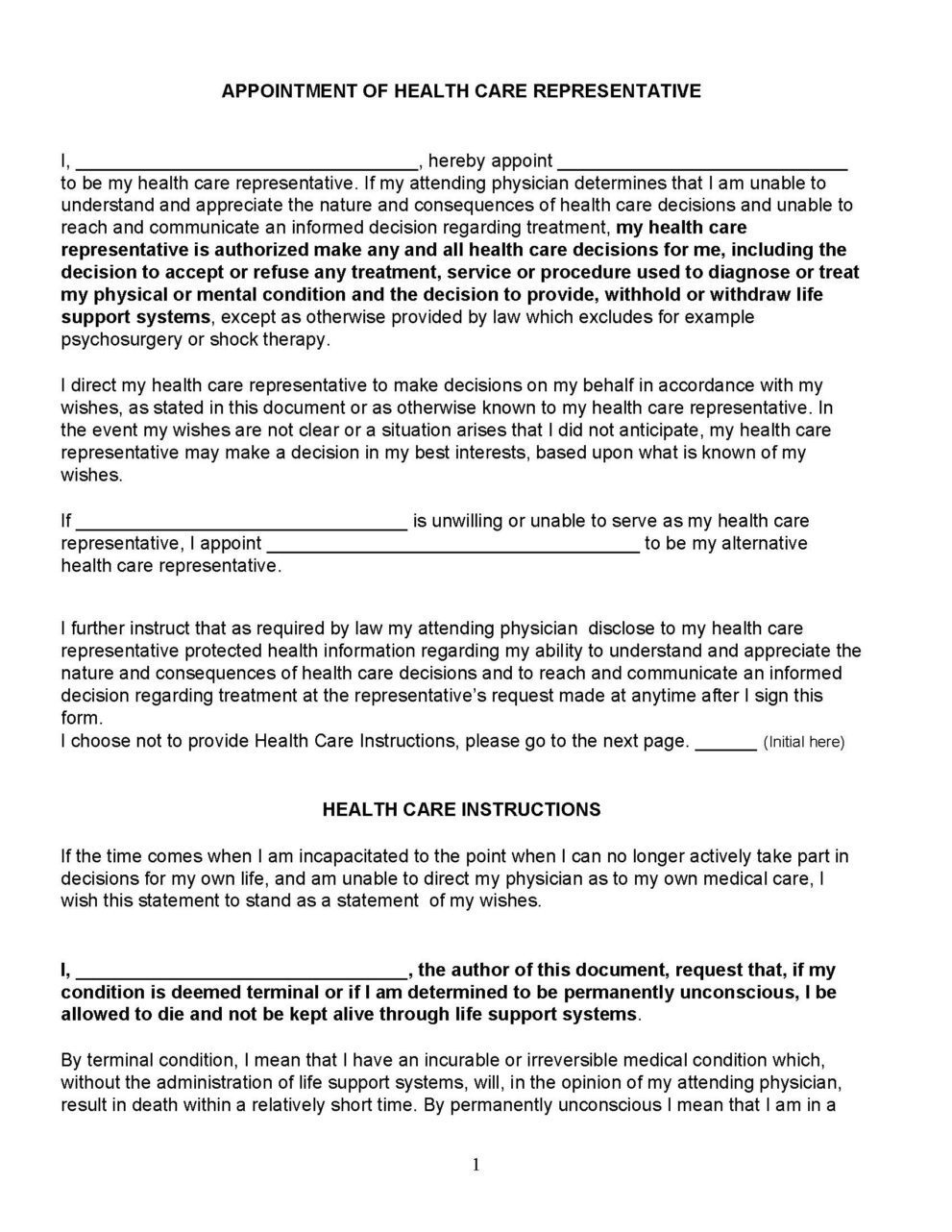 Medical Power of Attorney Form