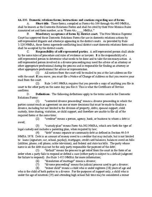 Free New Mexico Divorce Instructions PDF Download Free & Print