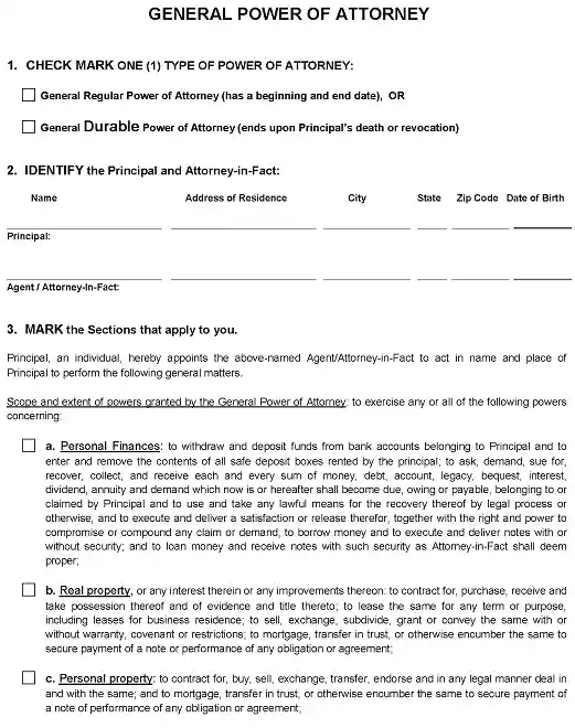 Arizona Durable Power of Attorney Form PDF