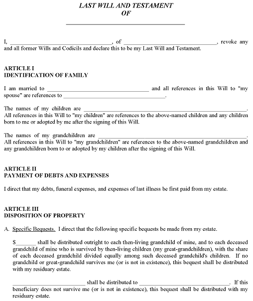 Will For Grandparent With Grandchildrens Trust Word