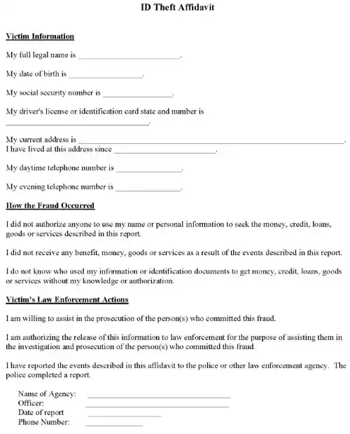 Identity Theft Affidavit PDF