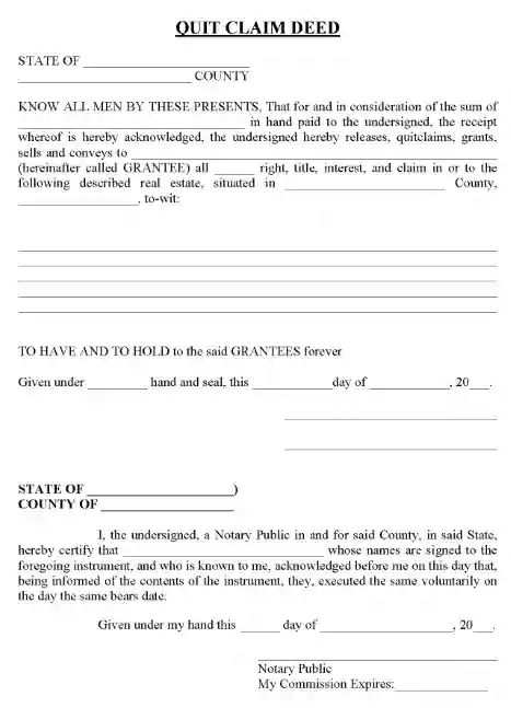 Quitclaim Deeds By State Quitclaim Deed